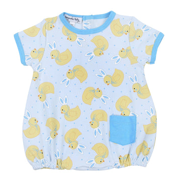 BUNNY EARS BLUE PRINTED S/S BOY BUBBLE