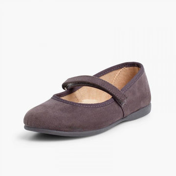 GIRLS RIPTAPE FAUX SUEDE MARY JANES GREY