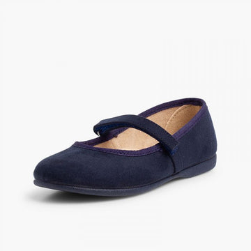 GIRLS RIPTAPE FAUX SUEDE MARY JANES NAVY BLUE