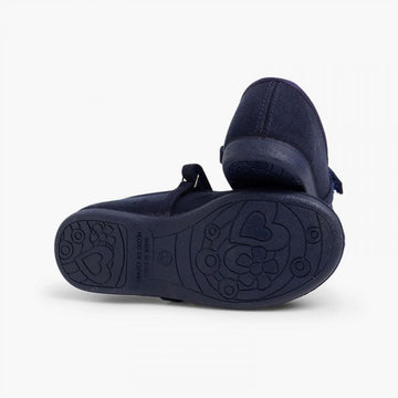 GIRLS RIPTAPE FAUX SUEDE MARY JANES NAVY BLUE