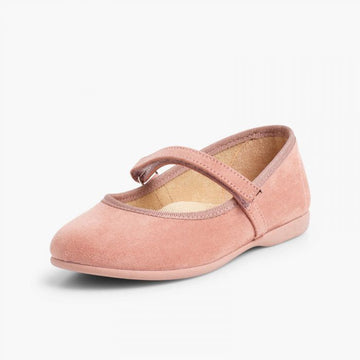 GIRLS RIPTAPE FAUX SUEDE MARY JANES PINK