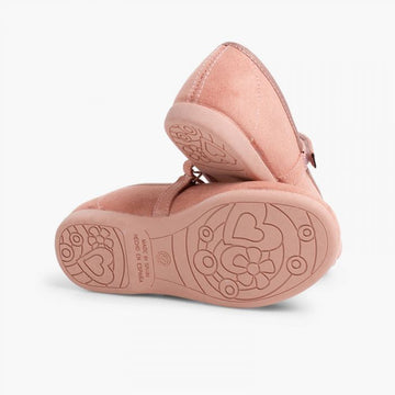 GIRLS RIPTAPE FAUX SUEDE MARY JANES PINK