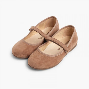 GIRLS RIPTAPE FAUX SUEDE MARY JANES TAUPE