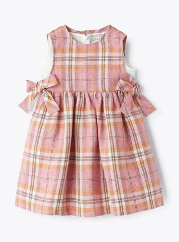 DRESS IN MADRAS-CHECKED LINEN