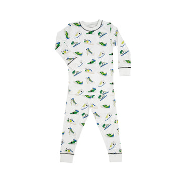 LITTLE SNEAKERS TWO PIECE PAJAMA IN GREEN