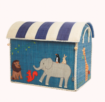 Raffia Storage Baskets Set with Animal Theme - Set of Three