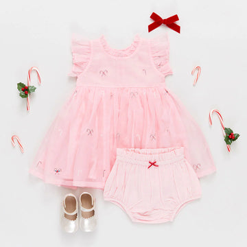 BABY GIRLS ORGANZA JENNIFER DRESS SET - COTTON CANDY CANE