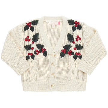 GIRLS HAPPY HOLLY SWEATER - HOLLY EMBROIDERY