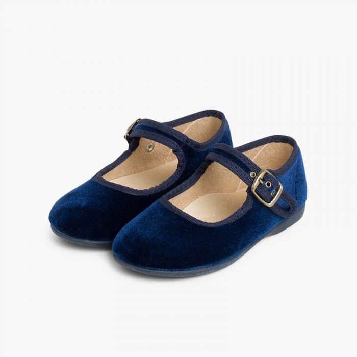 Zeebra Kids Quilted Velvet Mary Janes - Midnight Black main image 1