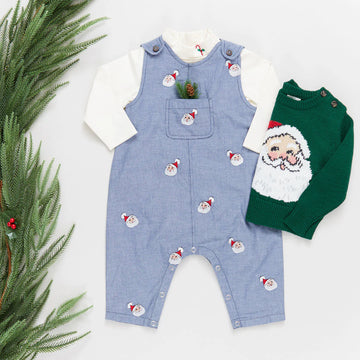 BABY BOYS ORGANIC BODYSUIT - CANDY CANE EMBROIDERY