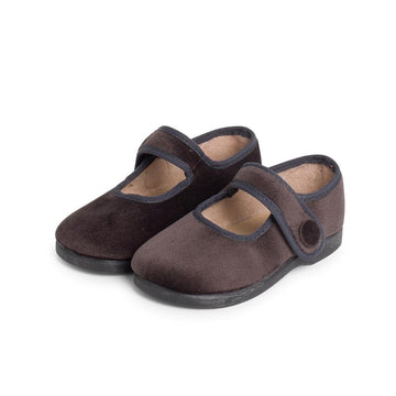 GIRLS VELVET MARY JANES WITH LOOP FASTENERS BUTTON
