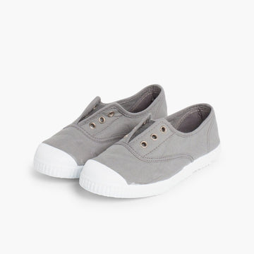 RUBBER TOE CAP CANVAS TRAINERS WITHOUT LACES