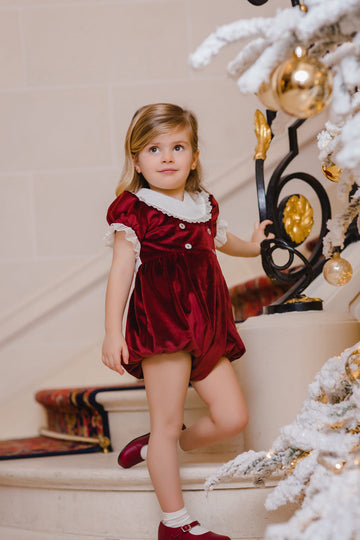 BURGUNDY VELVET ROMPER