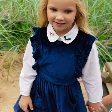 GIRLS COLLAR SHIRT - HOLIDAY EMBROIDERY