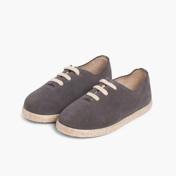 KIDS LACE-UP SUEDE AND JUTE TRAINERS