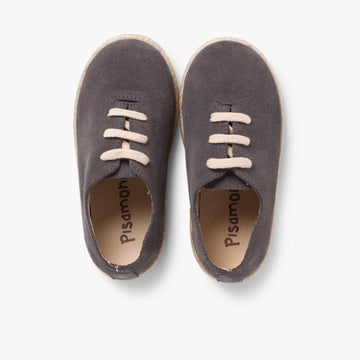 KIDS LACE-UP SUEDE AND JUTE TRAINERS